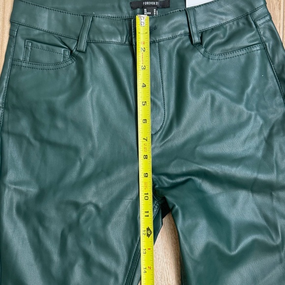 Forever 21 Dark Green Faux Leather Green Pants NWT Bootcut Size Medium Regular - Picture 13 of 13